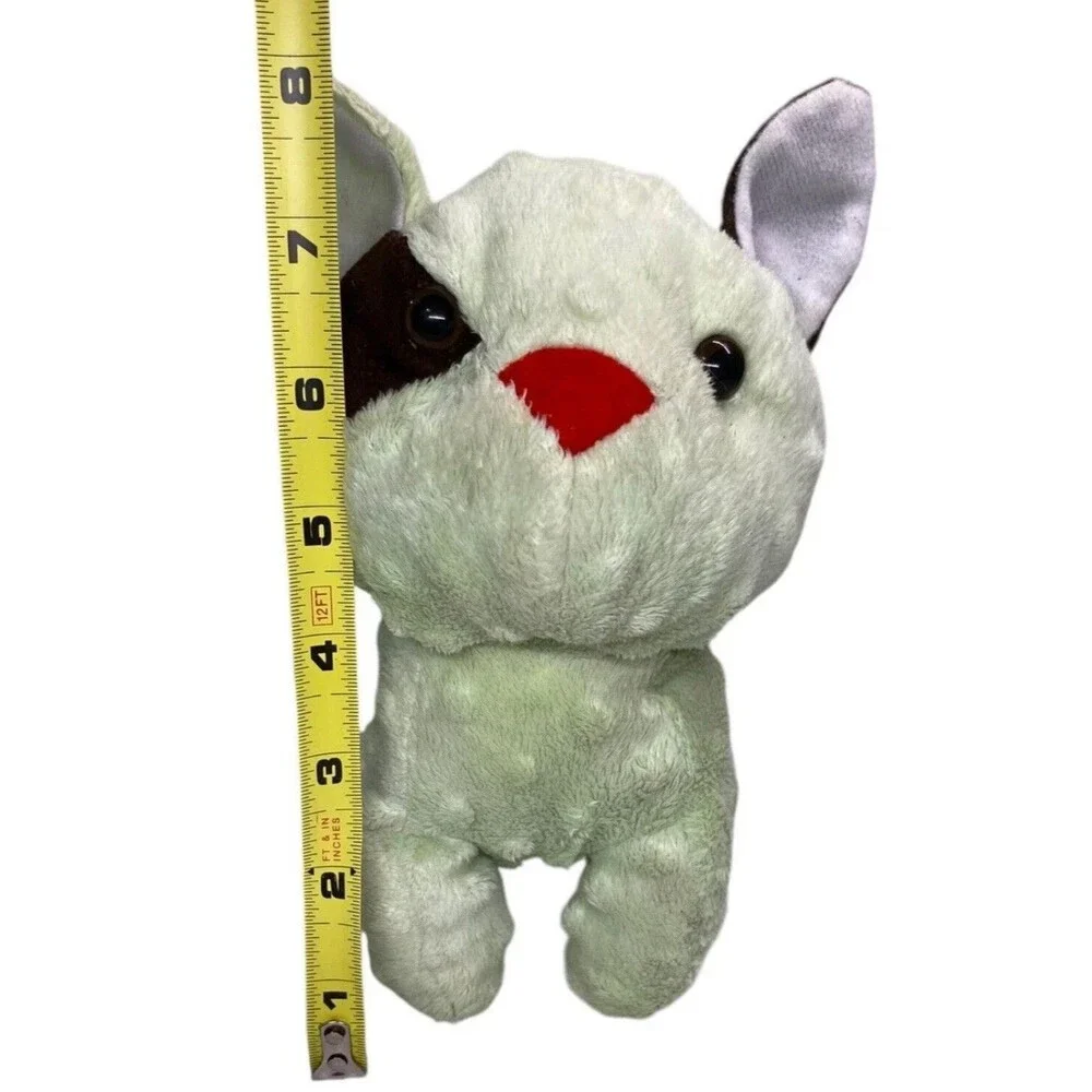 Puli Brand Plush Dog Green Brown Spotted Stuffed Animal 8” Red Nose Puppy